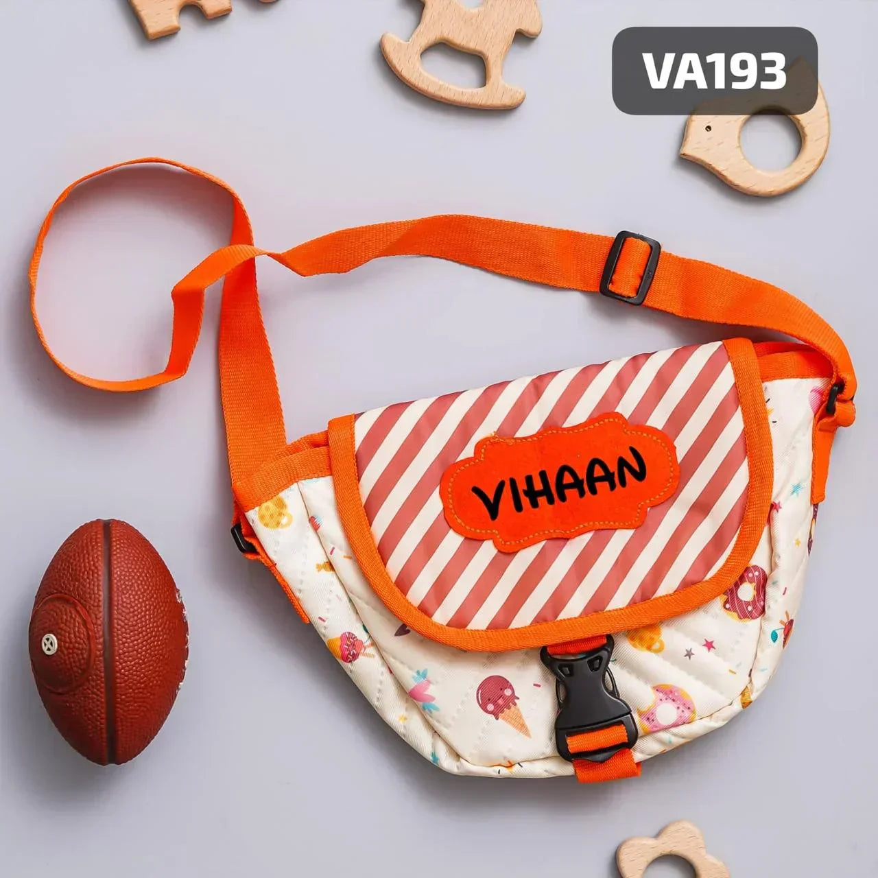 Your Gift Studio Ice Cream Print Kids Customised  Sling Bag (Orange)