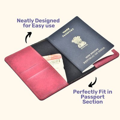 Travel Luggage Print Personalised Nexon Passport Cover - Maroon