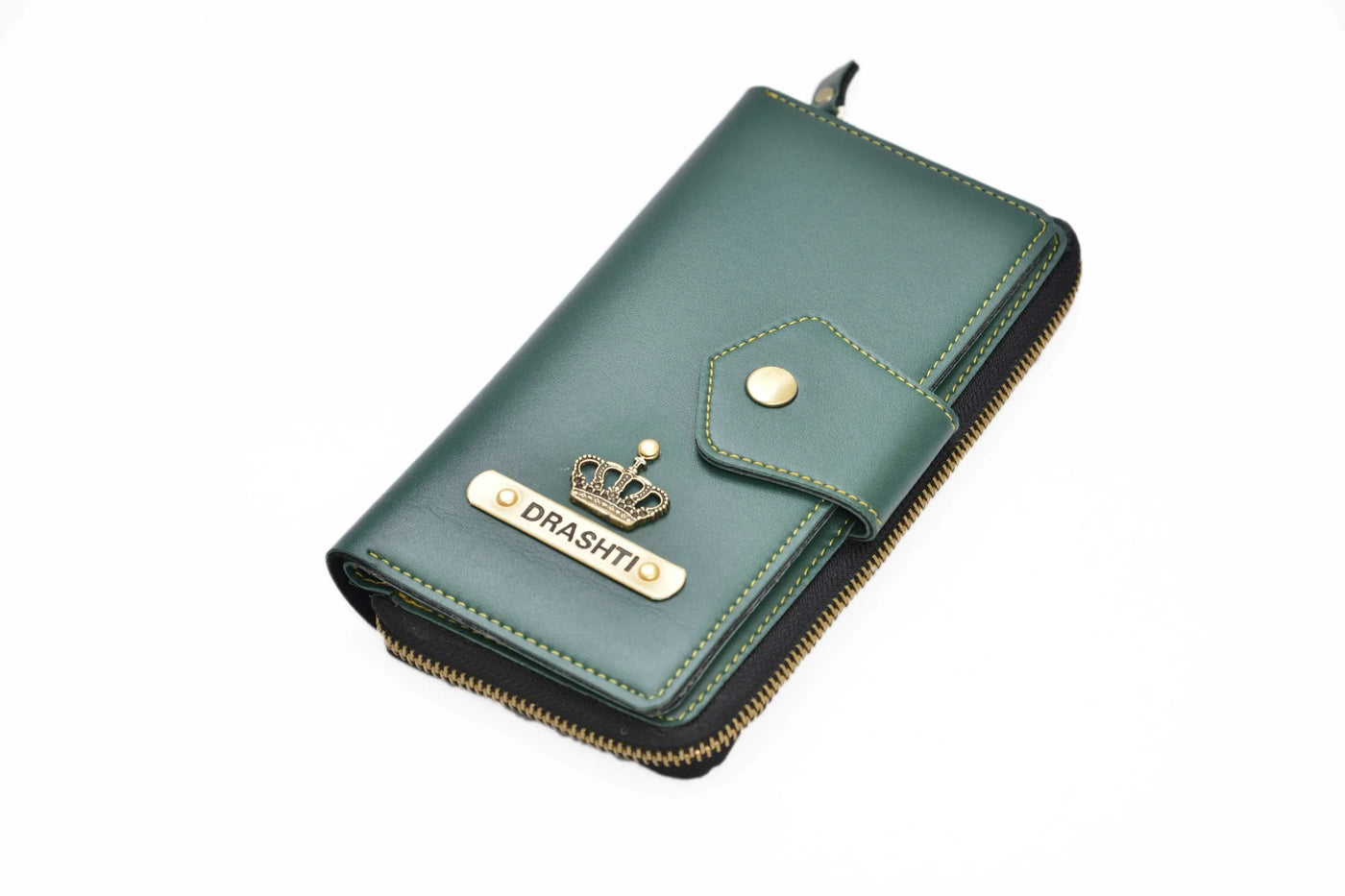 Personalized Zip-around Lady Wallet - Olive Green