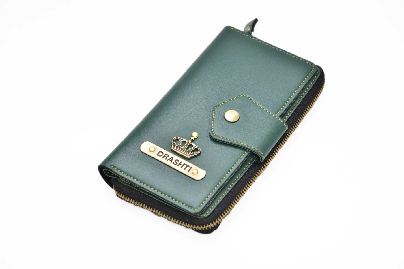 Personalized Zip-around Lady Wallet - Olive Green