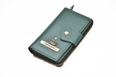 Personalized Zip-around Lady Wallet - Olive Green