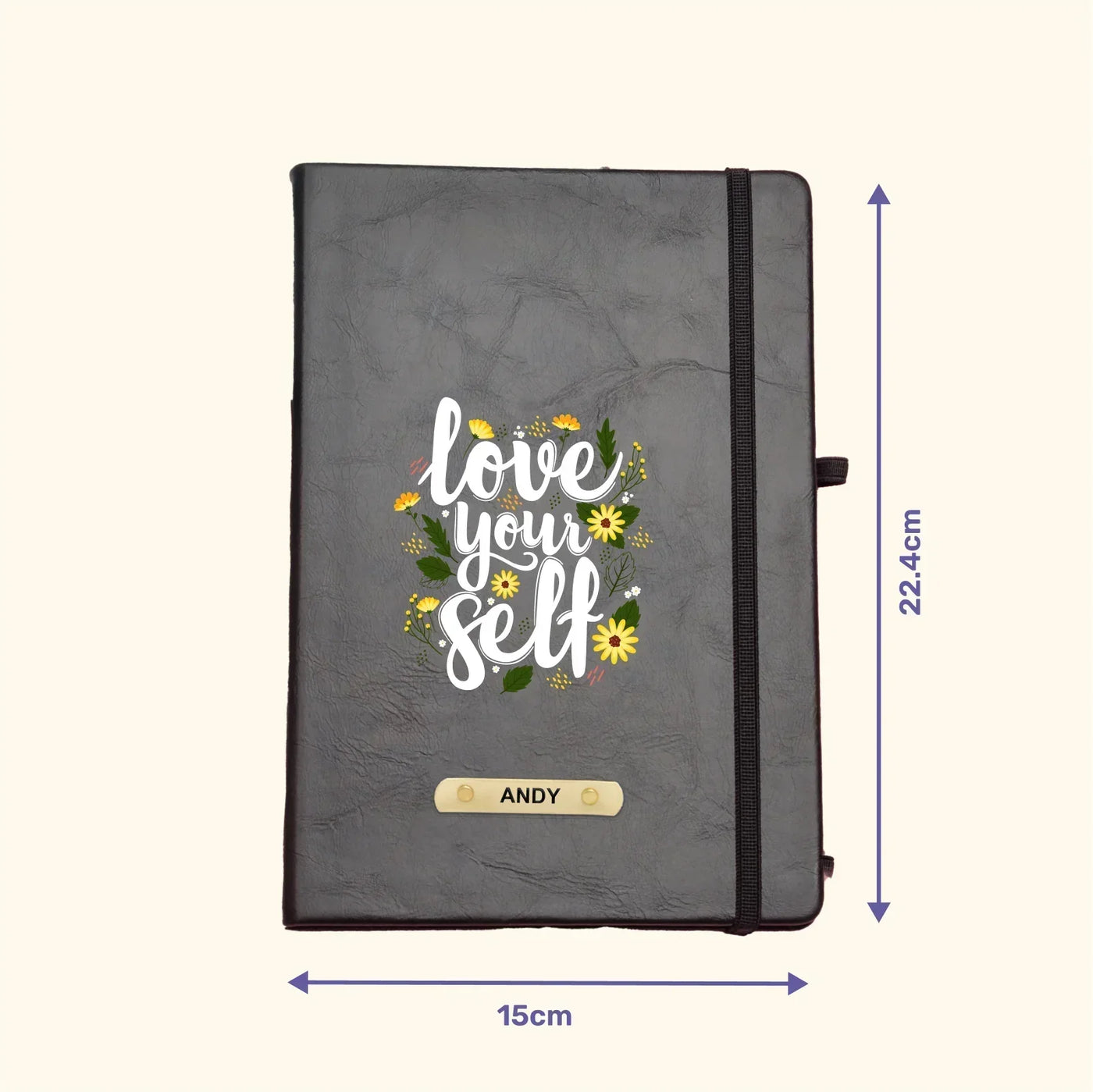 Love Your Self Printed Hard Cover Diary - Dark Grey