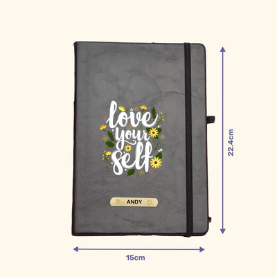 Love Your Self Printed Hard Cover Diary - Dark Grey