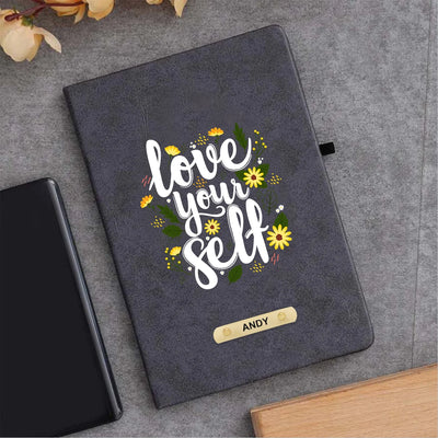 Love Your Self Printed Hard Cover Diary - Dark Grey