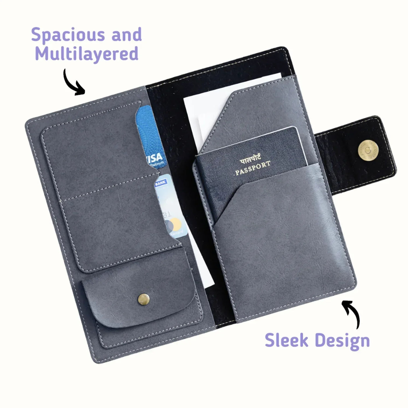 Next Stop Fun Printed Indian Travel Wallet -Dark Grey