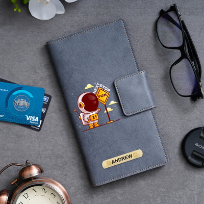 Next Stop Fun Printed Indian Travel Wallet -Dark Grey