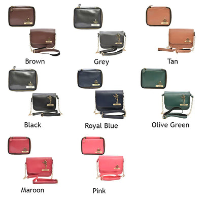 Personalized Mini make up kit + Chained Sling bag - Black