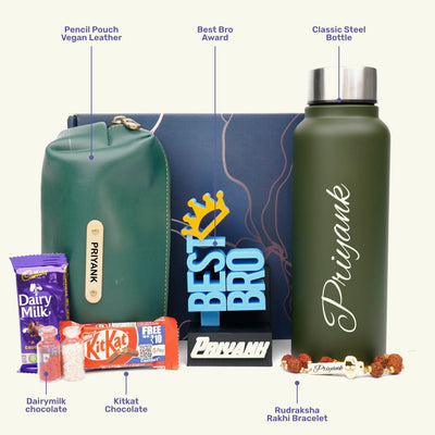 Personalise Kids Rakhi Combo 2.0 - Olive Green