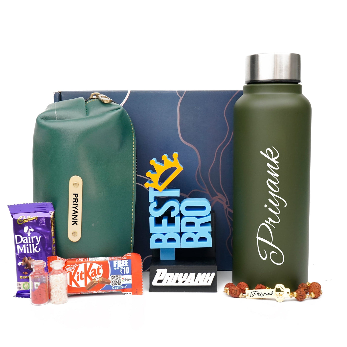 Personalise Kids Rakhi Combo 2.0 - Olive Green