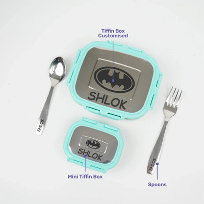 Personalised Engraved Tiffin Box Set (2pcs) - Large - Light Green