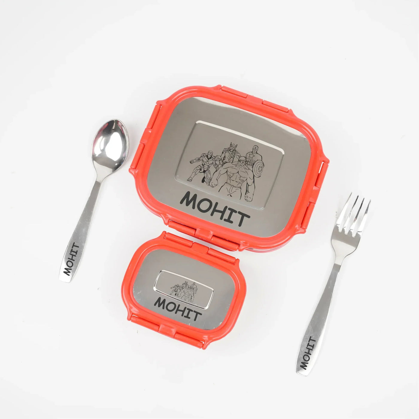 Personalised Engraved Tiffin Box Set (2pcs) - Large - Red