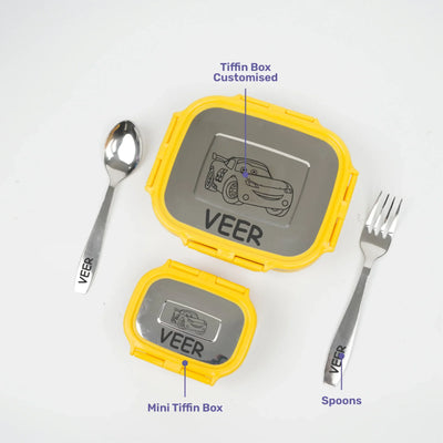 Personalised Engraved Tiffin Box Set (2pcs) - Large - Yellow