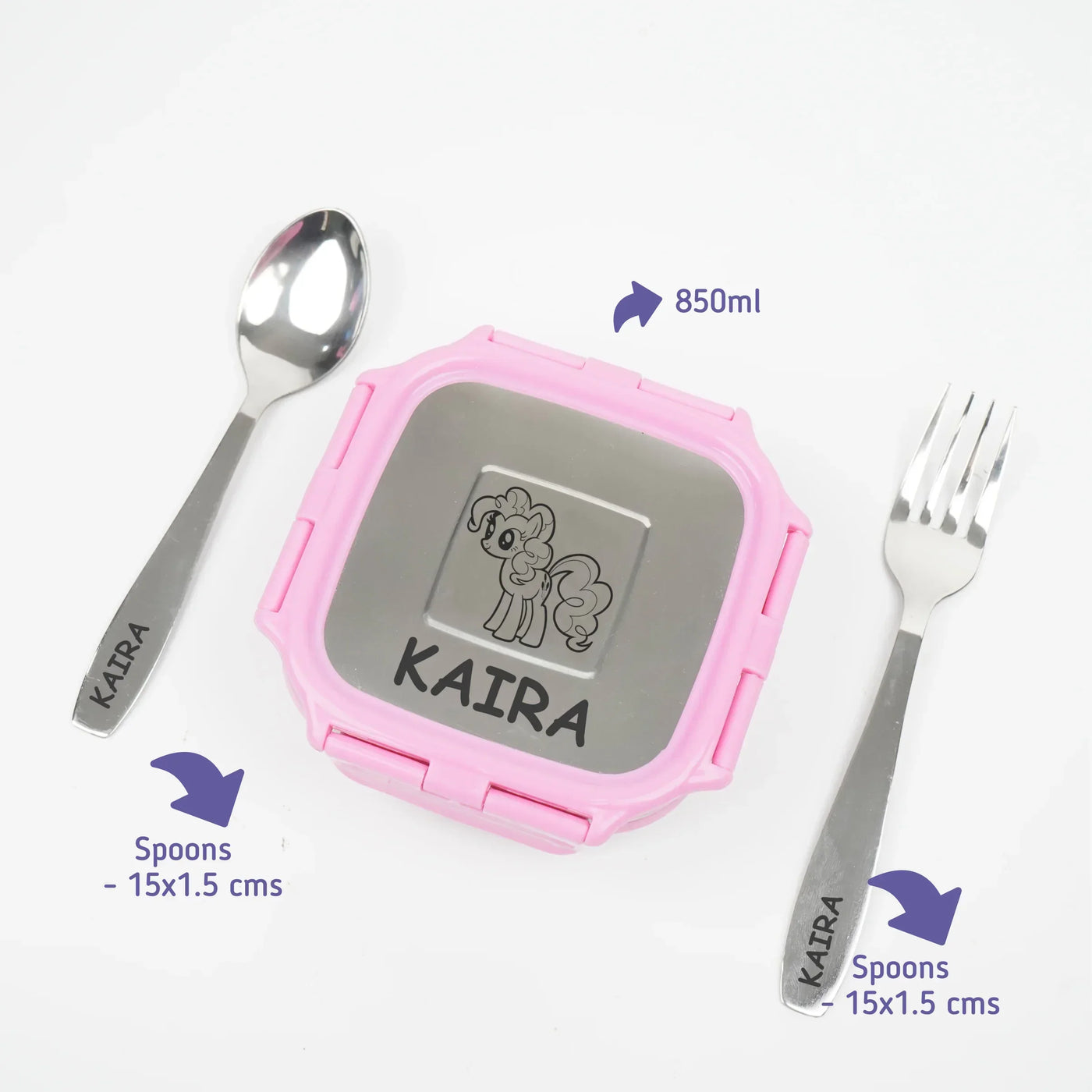 Personalised Engraved Tiffin Box Set - Medium - Pink