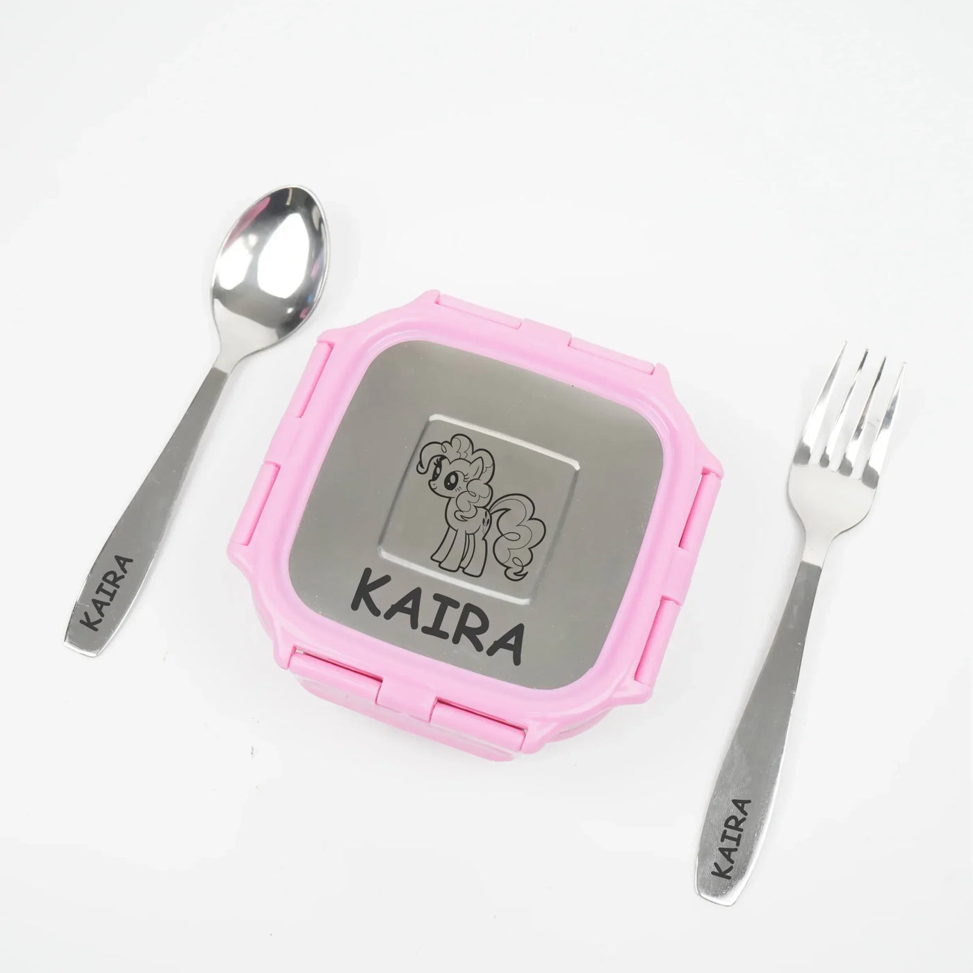 Personalised Engraved Tiffin Box Set - Medium - Pink