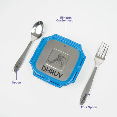 Personalised Engraved Tiffin Box Set - Medium - Blue