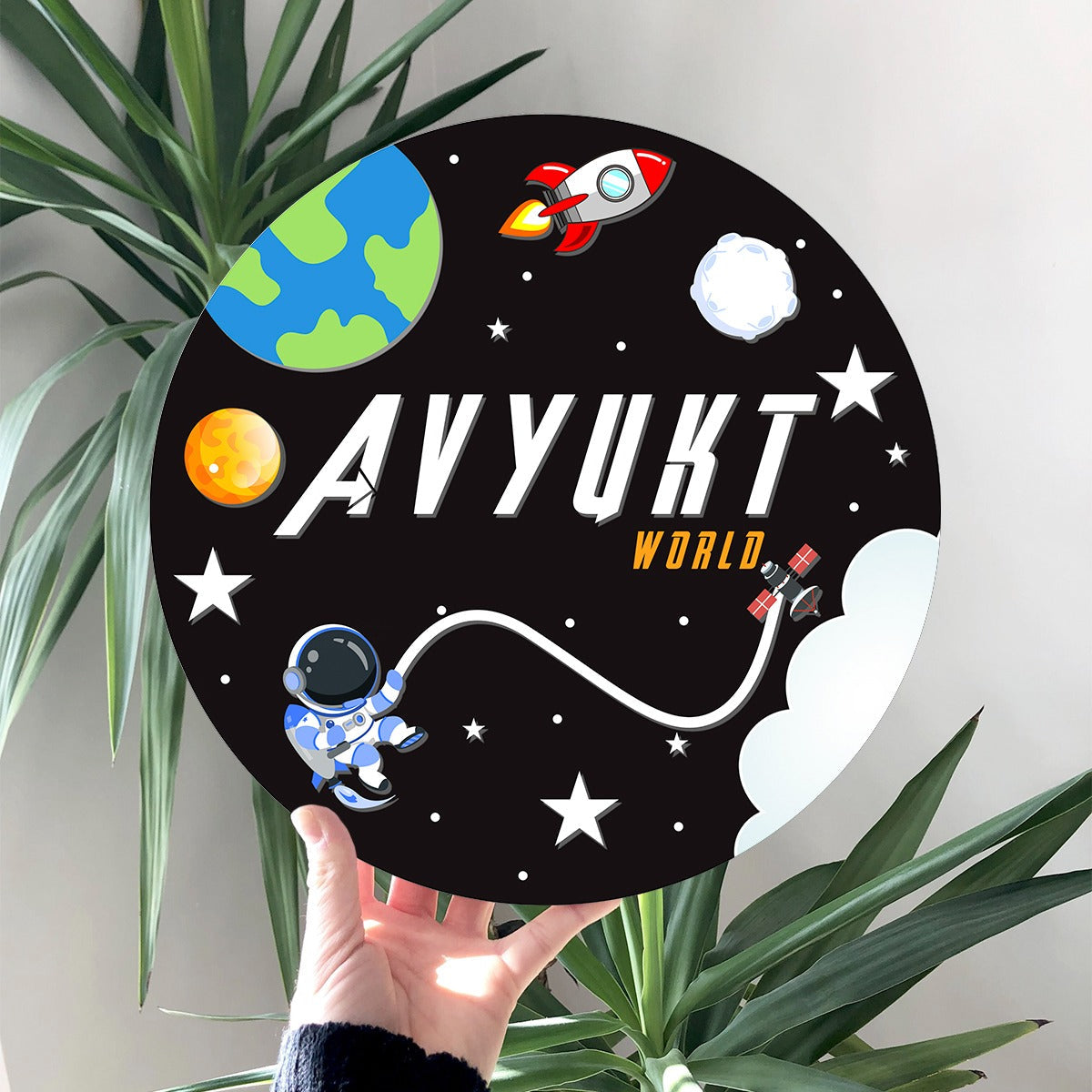 Personalised 3D Astro Theme Kids Room Name Plate