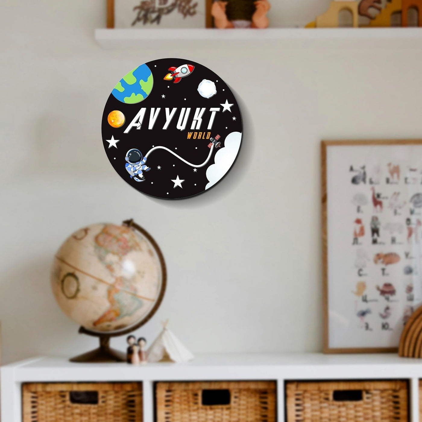 Personalised 3D Astro Theme Kids Room Name Plate