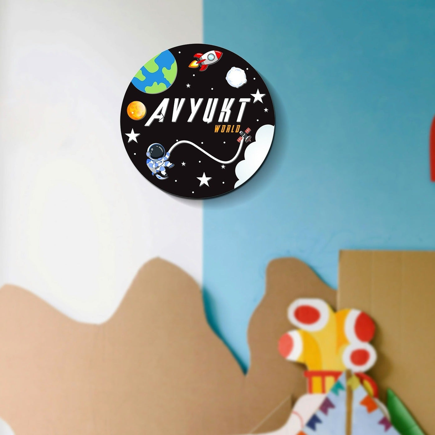 Personalised 3D Astro Theme Kids Room Name Plate