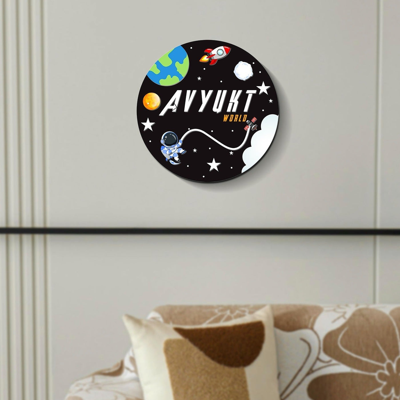 Personalised 3D Astro Theme Kids Room Name Plate