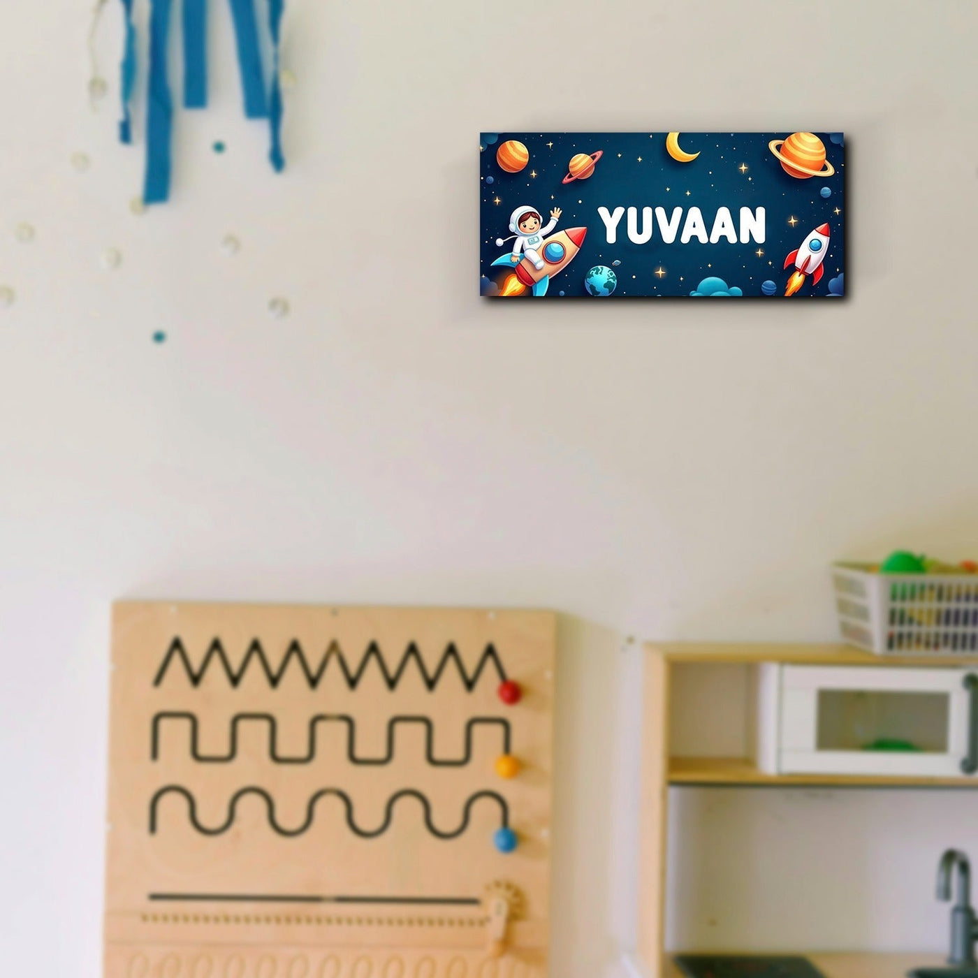 Personalised Space Theme Kids Name Plate