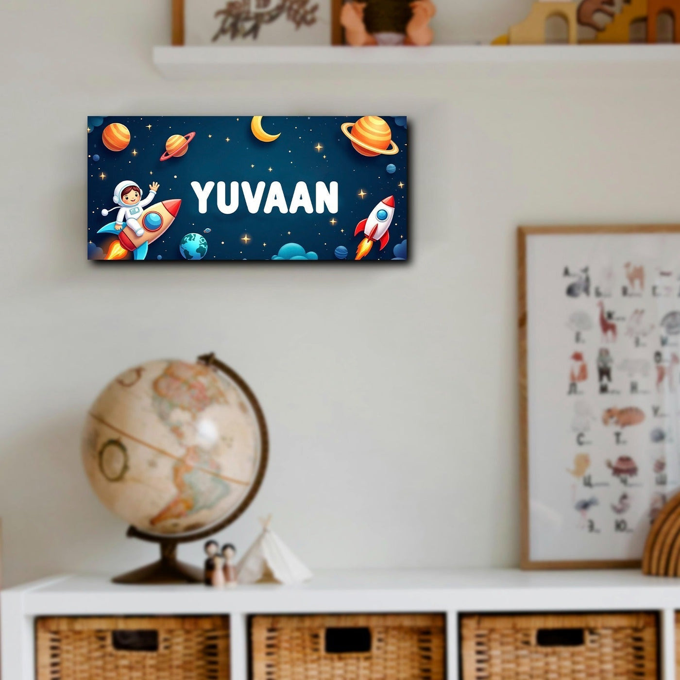 Personalised Space Theme Kids Name Plate