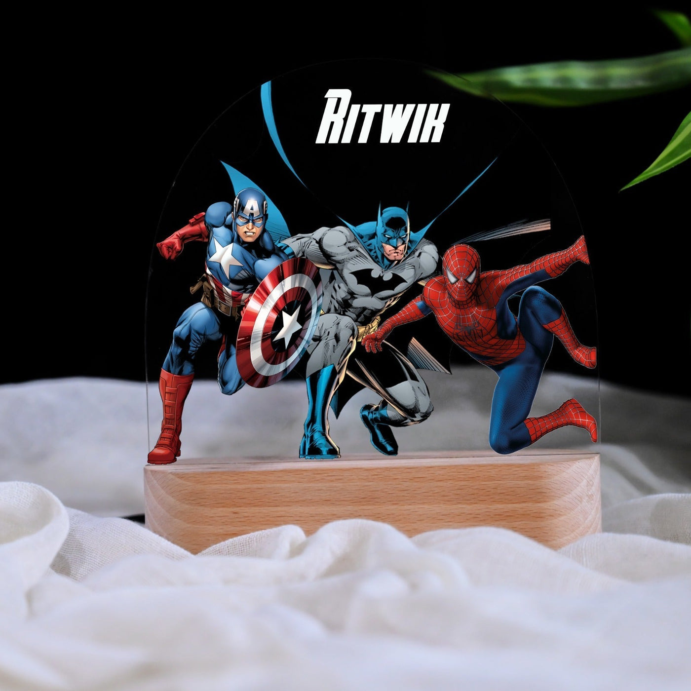 Personalised Superheroes Theme Kids Night Lamp