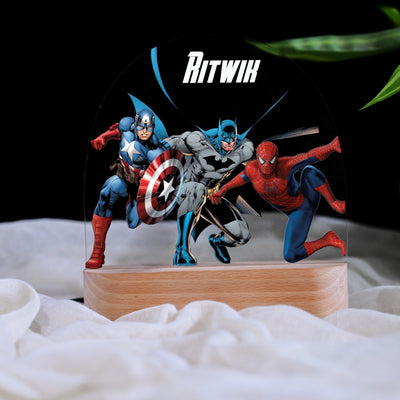 Personalised Superheroes Theme Kids Night Lamp