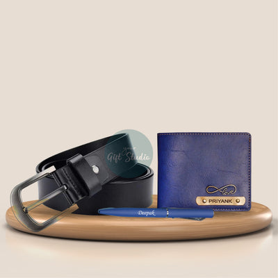 Personalized Men's Decent 3 Pcs Gift Combo - Blue