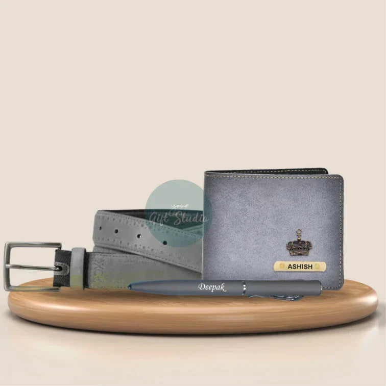 Personalized Men's Decent 3 Pcs Gift Combo - Grey