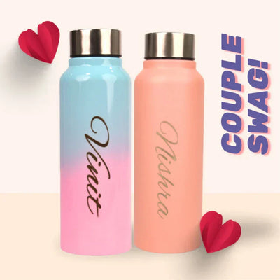 Personalized Classic Couple Water Bottle - Peach-DS2