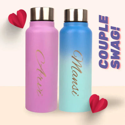Personalized Classic Couple Water Bottle - Purple-DS7