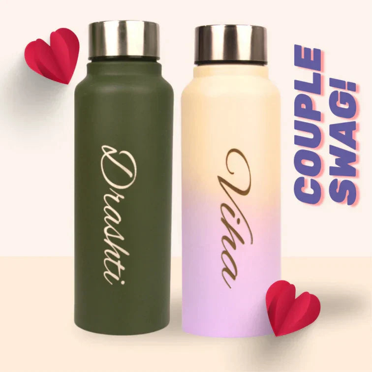 Personalized Classic Couple Water Bottle - Green-DS6