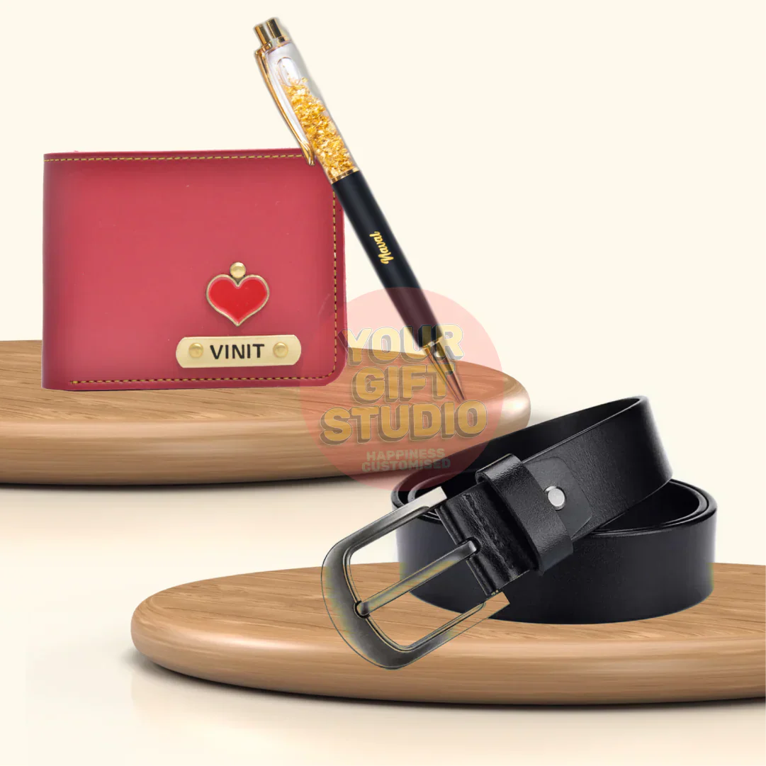 Customized Men's Decent 3 Pcs Gift Combo - Wine