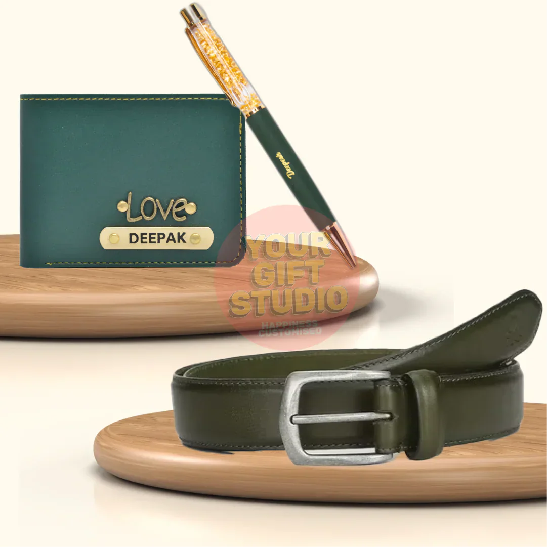 Customized Men's Decent 3 Pcs Gift Combo - Grey