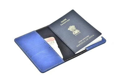 Customized Classy Leather Lady Wallet and Passport Cover Combo - Blue