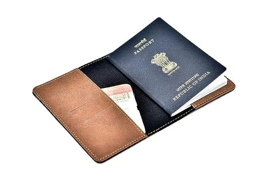 Personalized Tote Bag and Classy Leather Passport Cover - Brown