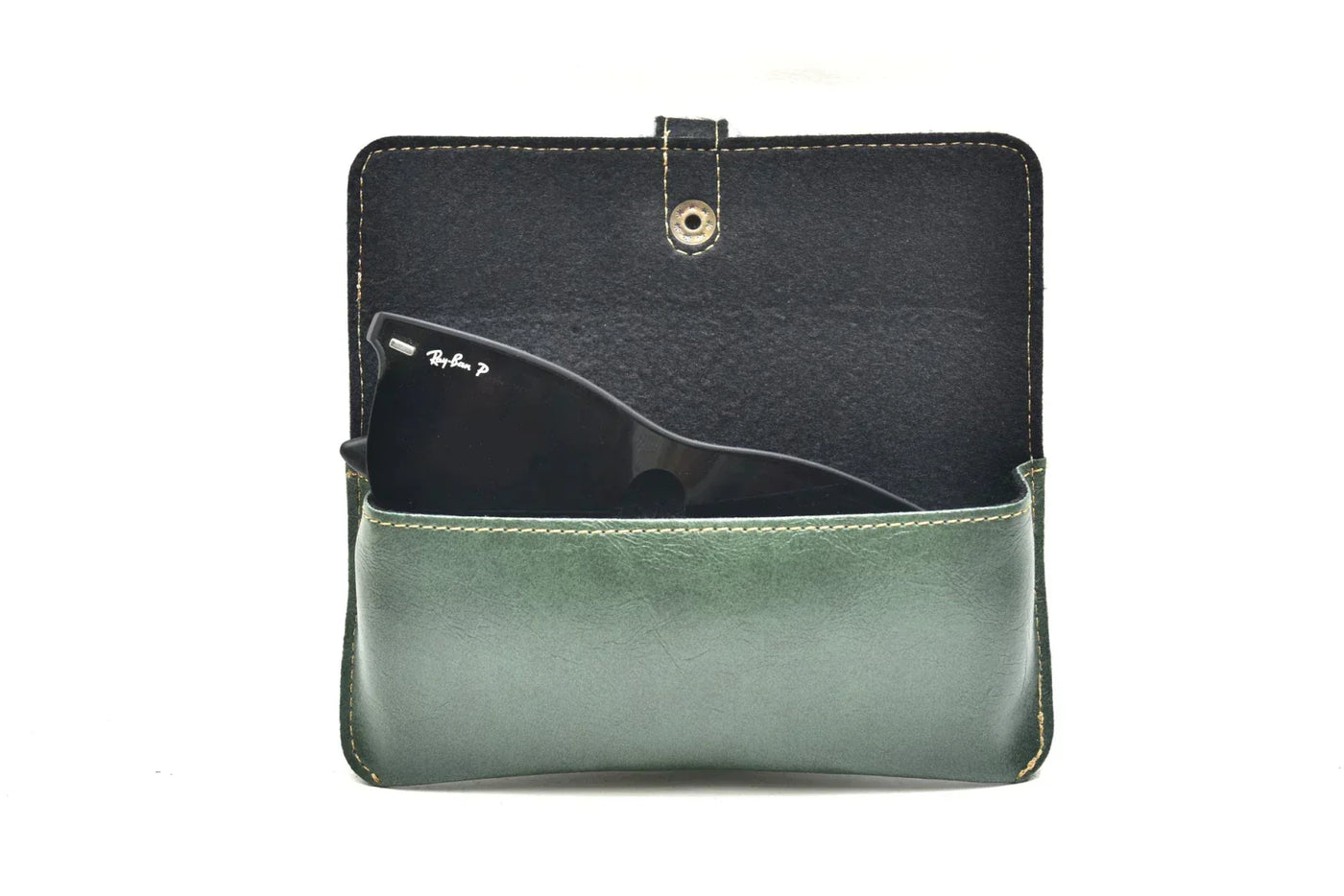 Personalized Perfect Classy Leather Eyewear Case - Green