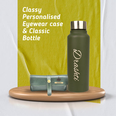 Personalized Perfect Classy Leather Eyewear Case - Green