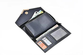 Vegan Leather Lady Wallet and Keychain - Blue