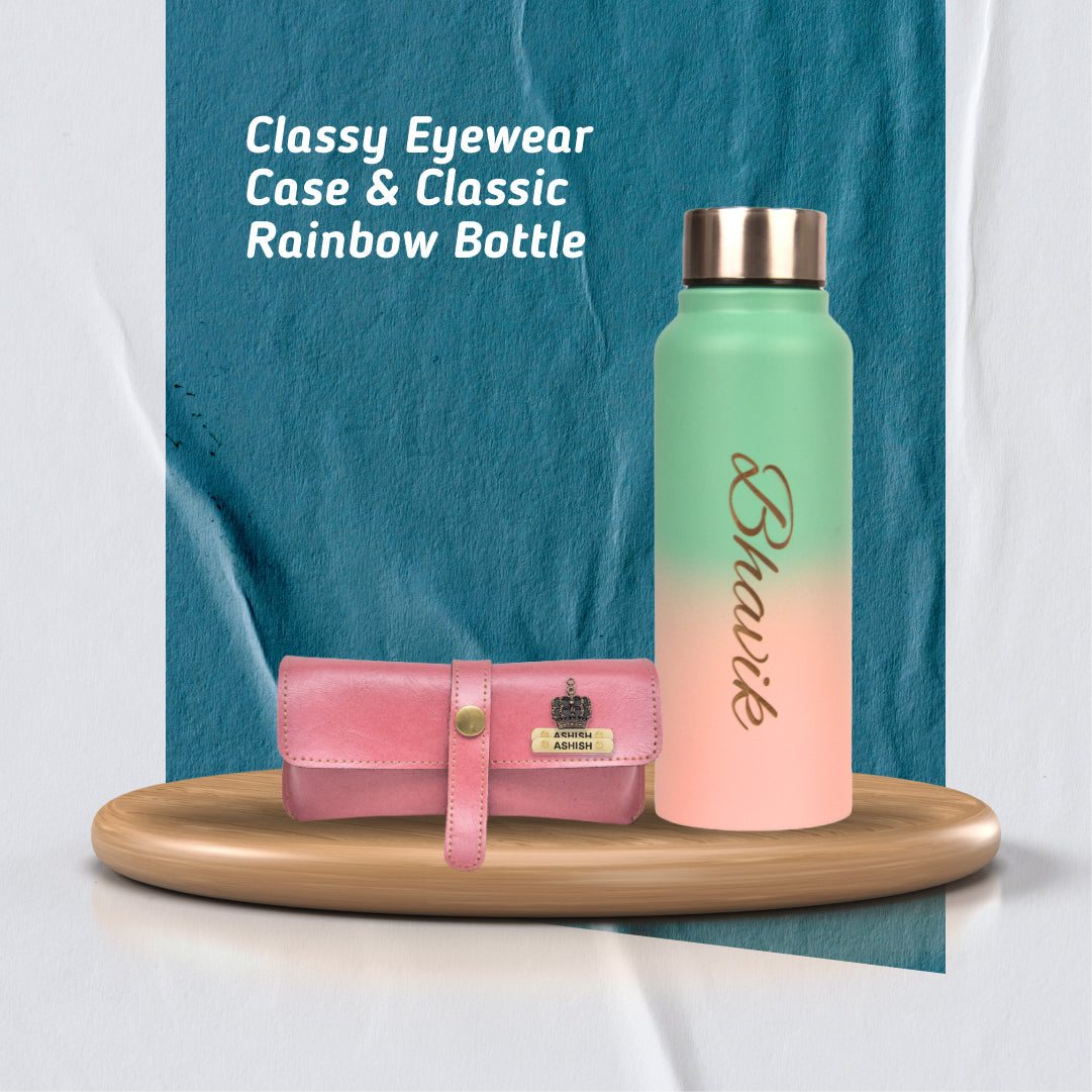 Customized Perfect Classy Leather Eyewear Case - Peach