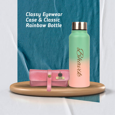 Customized Perfect Classy Leather Eyewear Case - Peach