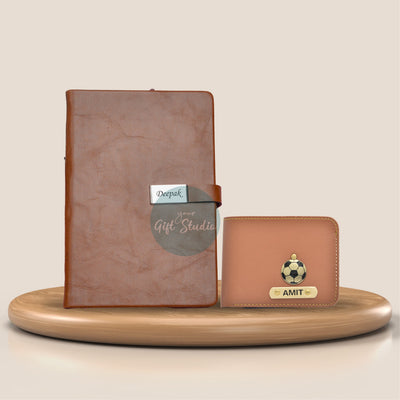 Personalized Men's Wallet and Diary Combo - Tan