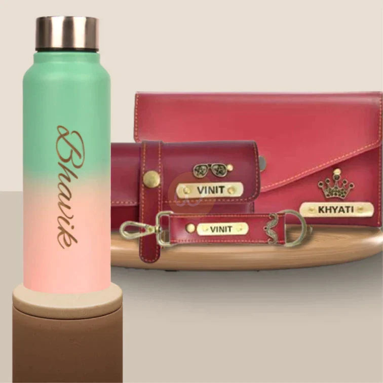 Personalized Women's Gift Combo with Bottle- Wine