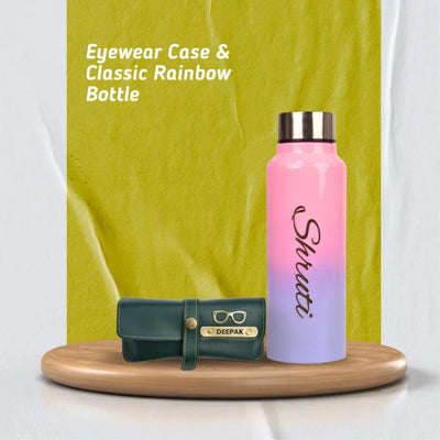 Personalized Perfect Water Bottle and Eyewear Case - Grey