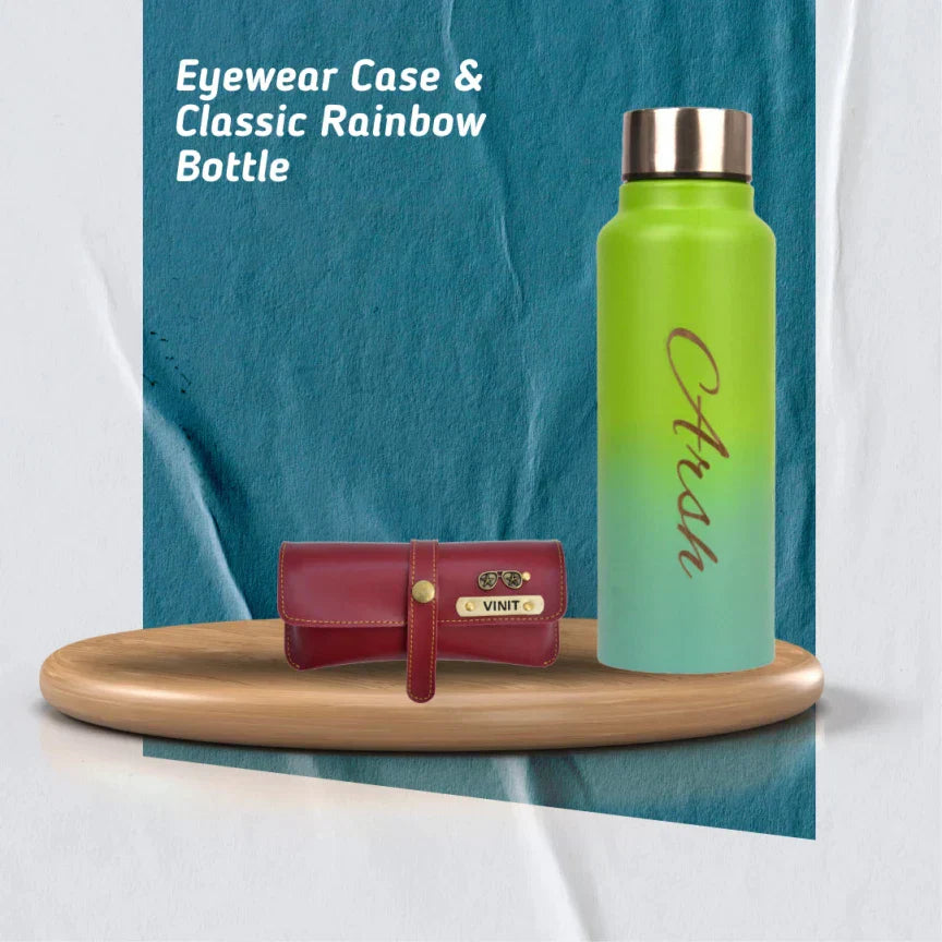 Personalized Perfect Water Bottle and Eyewear Case - Wine