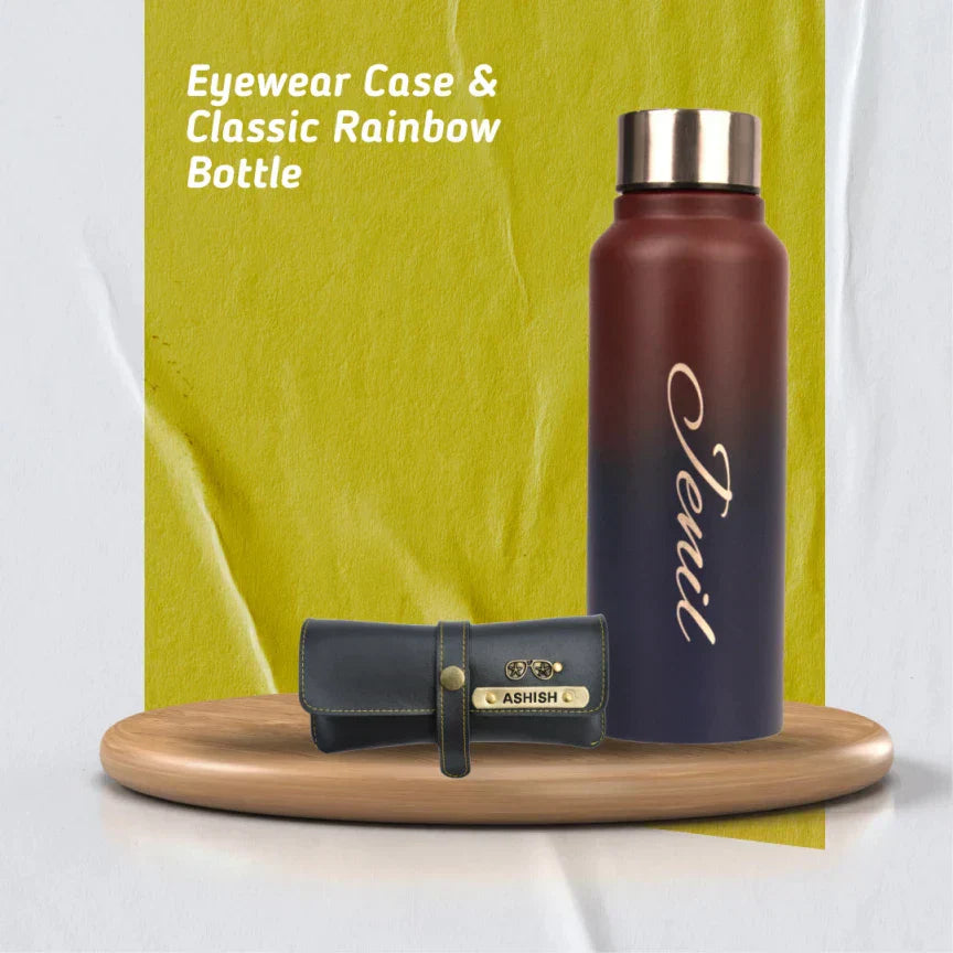 Personalized Perfect Water Bottle and Eyewear Case - Green