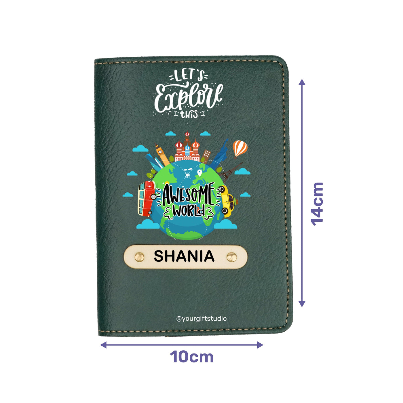 Travel Print Personalised Nexon Passport Cover 4 - Olive Green