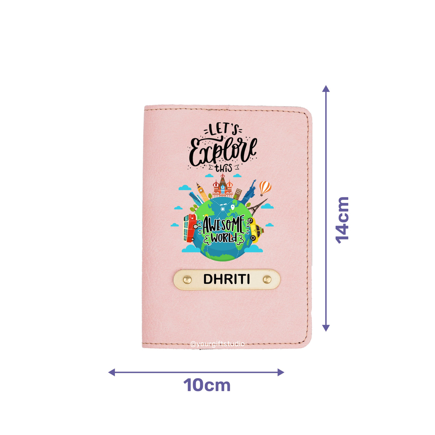 Travel Print Personalised Nexon Passport Cover 7 - Pink