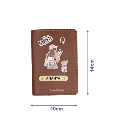 Adventure Print Personalised Nexon Passport Cover - Brown
