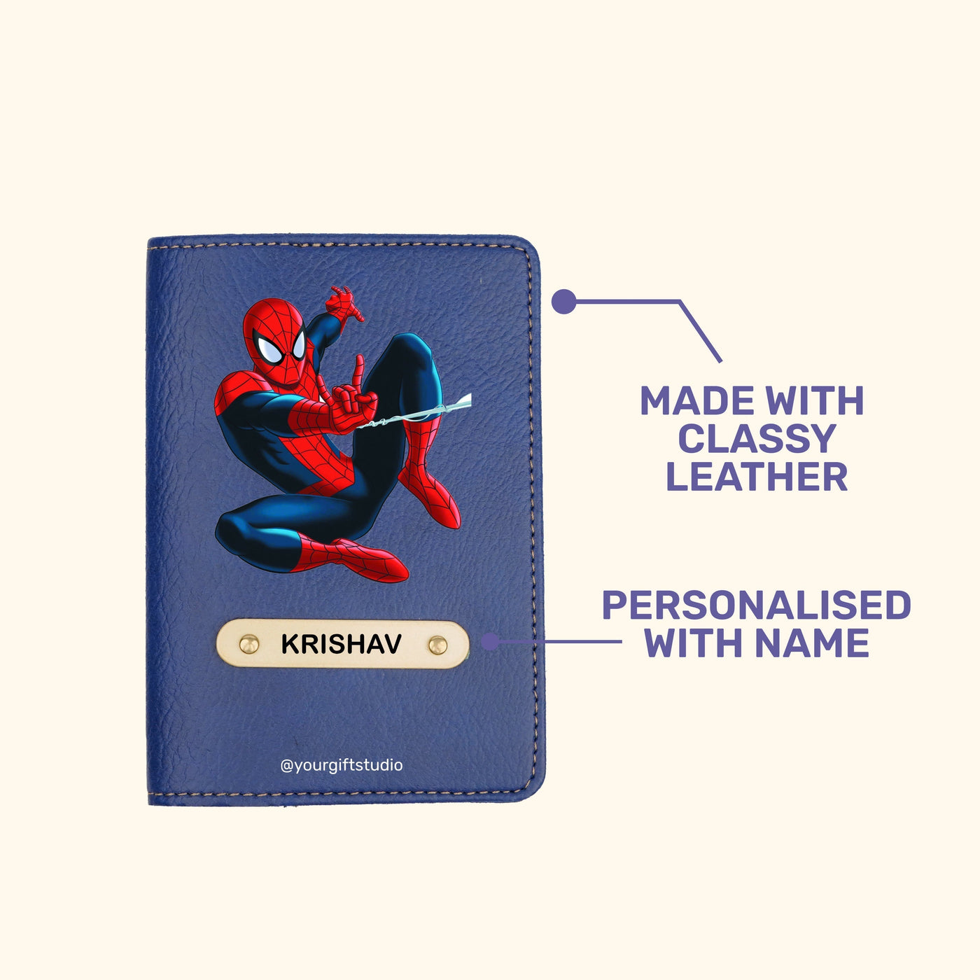 Spiderman Print Personalised Nexon Passport Cover - Blue